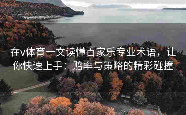 在v体育一文读懂百家乐专业术语,让你快速上手:赔率与策略的精彩碰撞