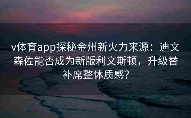 v体育app探秘金州新火力来源:迪文森佐能否成为新版利文斯顿,升级替补席整体质感?